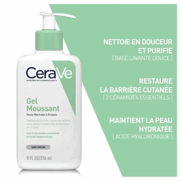 CeraVe Gel Moussant Nettoyant Peaux Normales a Grasses 473ml – Image 5